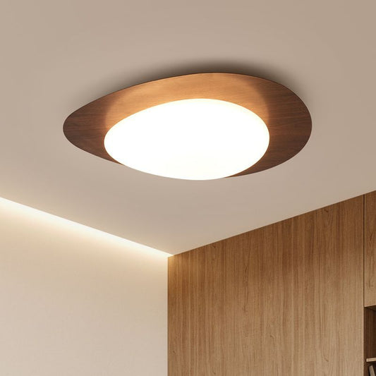 Scandinavian Pebble LED Flush Mount Ceiling Light – Natural Wood Finish 4