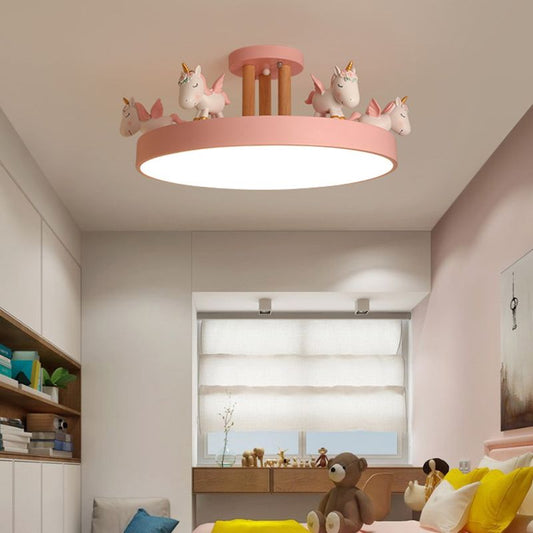 Unicorn Dream LED Ceiling Light Fixture – Enchanting Metal & Wood Design for Kids' Rooms 8