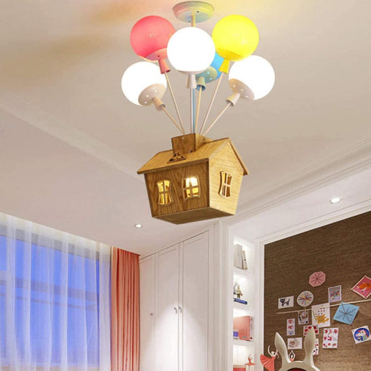 Wooden Balloon Design Kids Ceiling Light – Natural Wood and Acrylic, Soft Warm Glow 0