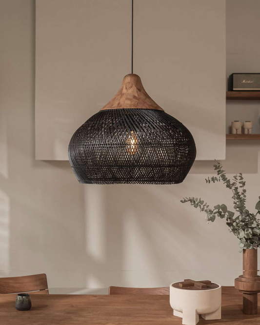 Rattan Pendant Light - Eco-Friendly Dimmable Hanging Lamp for Kitchen and Living Room 4