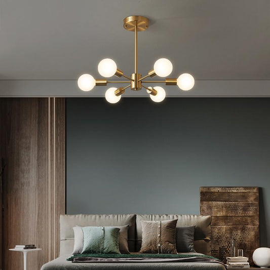 Modern 6-Light Sputnik Chandelier Lighting – Adjustable Brass Ceiling Fixture 1