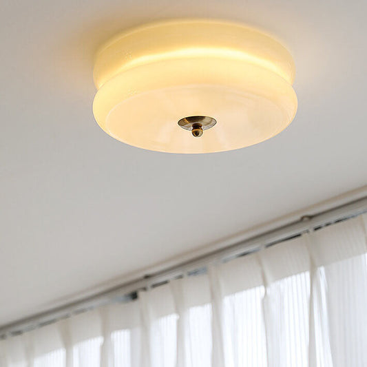 Variant image for Cream Glass LED Flush Mount Ceiling Light – Modern French Design for Hallways and Living Rooms-4