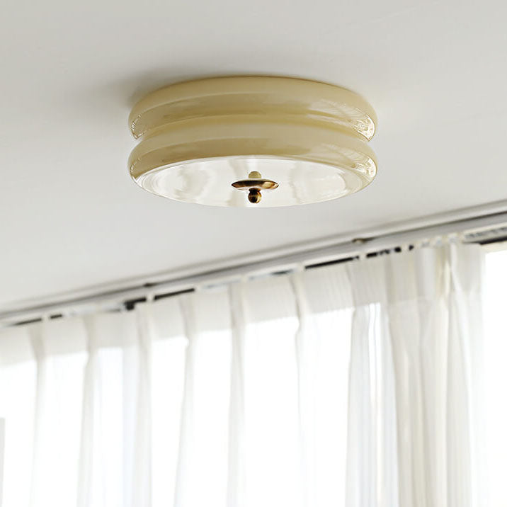 Cream Glass LED Flush Mount Ceiling Light – Modern French Design for Hallways and Living Rooms 3