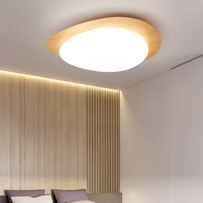 Variant image for Scandinavian Pebble LED Flush Mount Ceiling Light – Natural Wood Finish-3