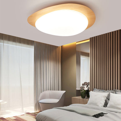 Scandinavian Pebble LED Flush Mount Ceiling Light – Natural Wood Finish 6