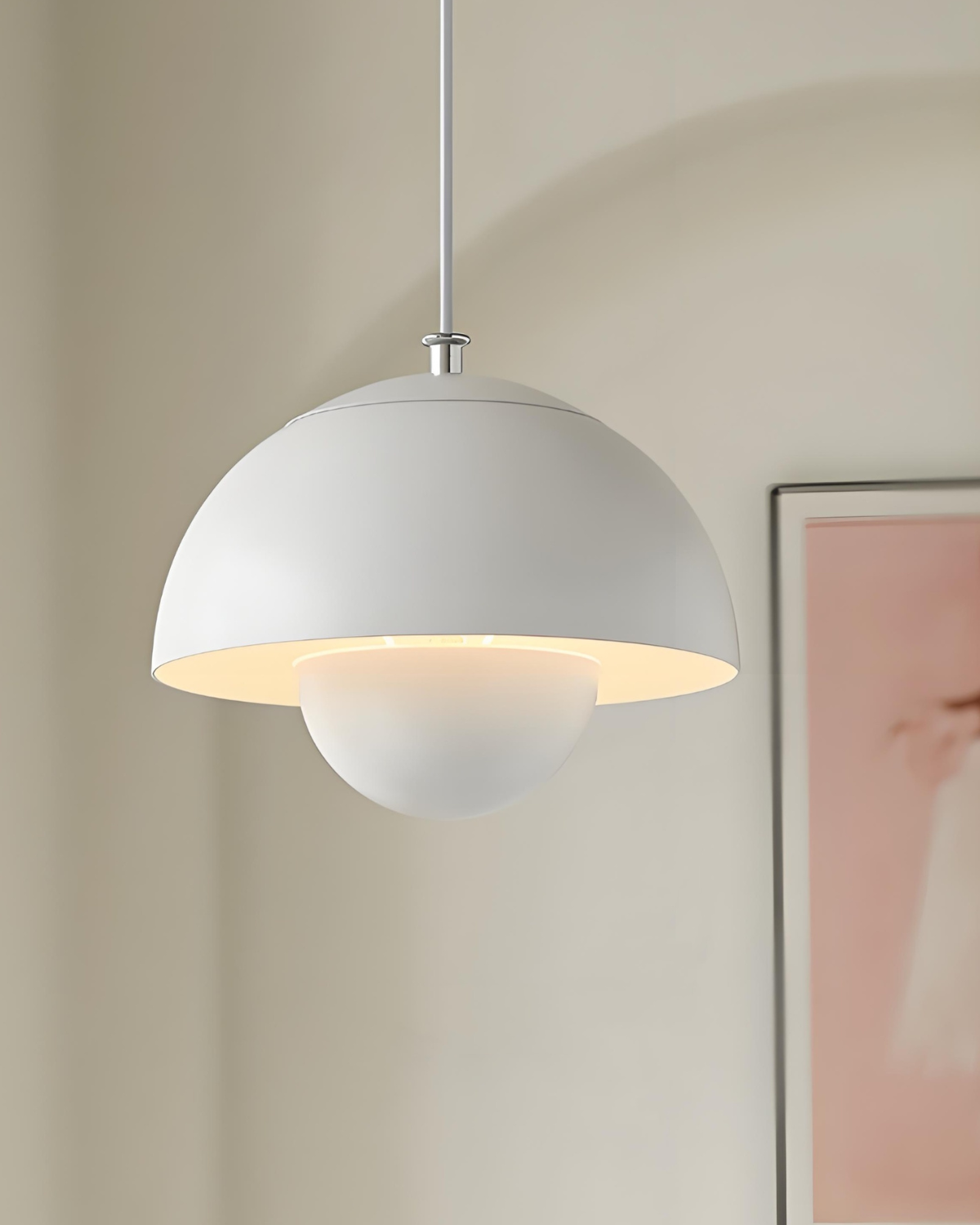 Minimalist Pendant Light for Kitchen Island – 24cm White Steel & Aluminum 5