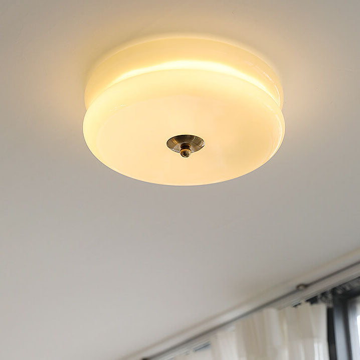 Variant image for Cream Glass LED Flush Mount Ceiling Light – Modern French Design for Hallways and Living Rooms-8