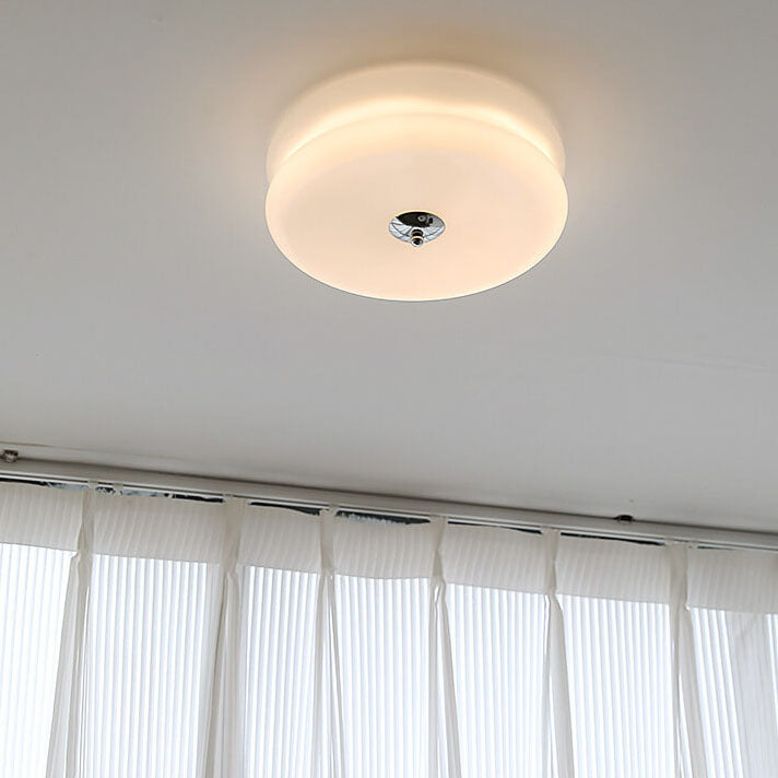Variant image for Cream Glass LED Flush Mount Ceiling Light – Modern French Design for Hallways and Living Rooms-3