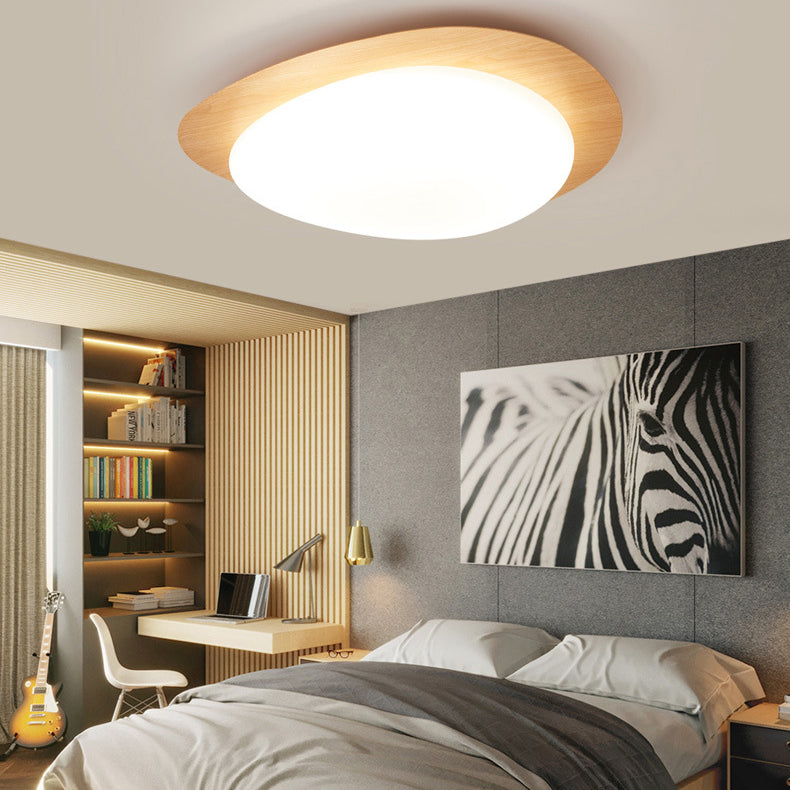 Scandinavian Pebble LED Flush Mount Ceiling Light – Natural Wood Finish 5