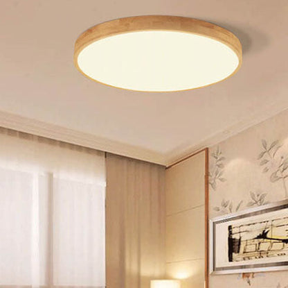 Variant image for Nordic LED Flush Mount Ceiling Light with Adjustable Color Temperatures – Beige Wood Design-4