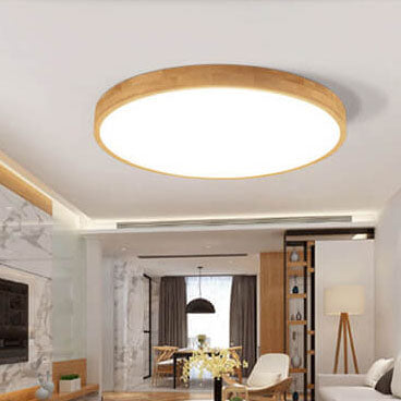 Variant image for Nordic LED Flush Mount Ceiling Light with Adjustable Color Temperatures – Beige Wood Design-5