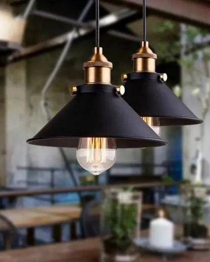 Black Pendant Lamp – Industrial Modern Hanging Light with Adjustable Height and Gold Interior 2
