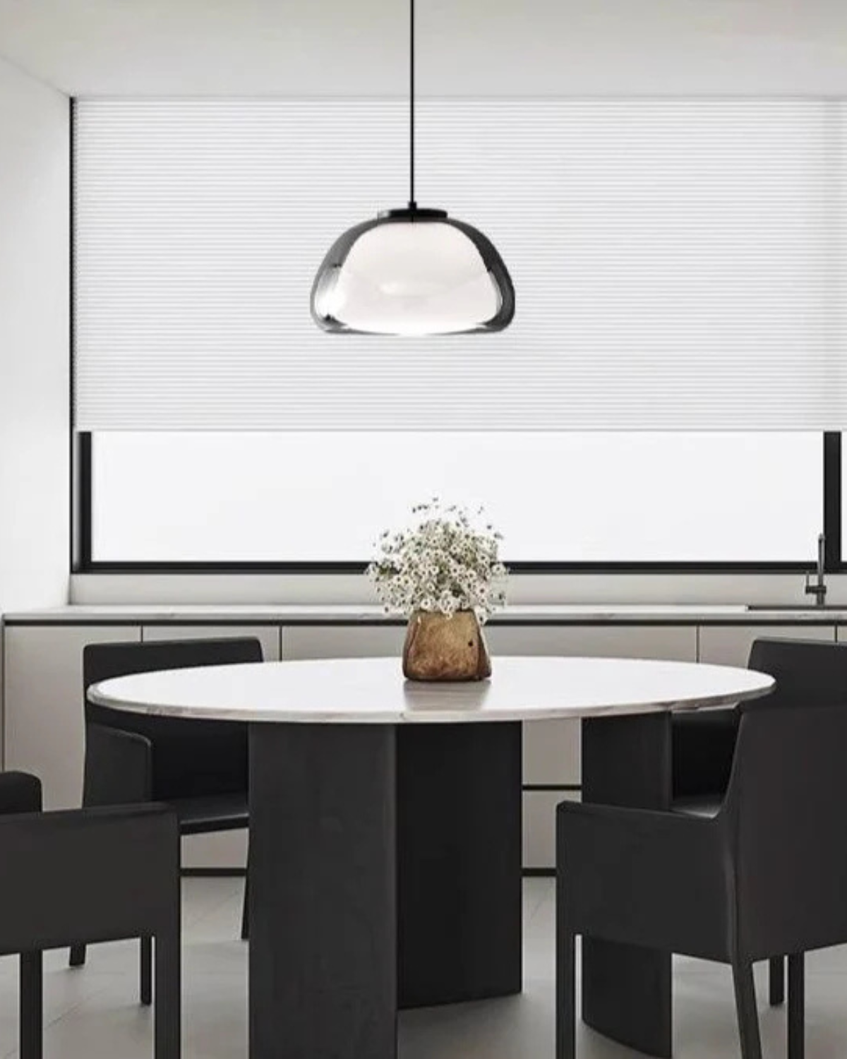 Elegant Glass Pendant Light – Adjustable Color Temperatures, 14cm Dome Design for Kitchen and Dining 3