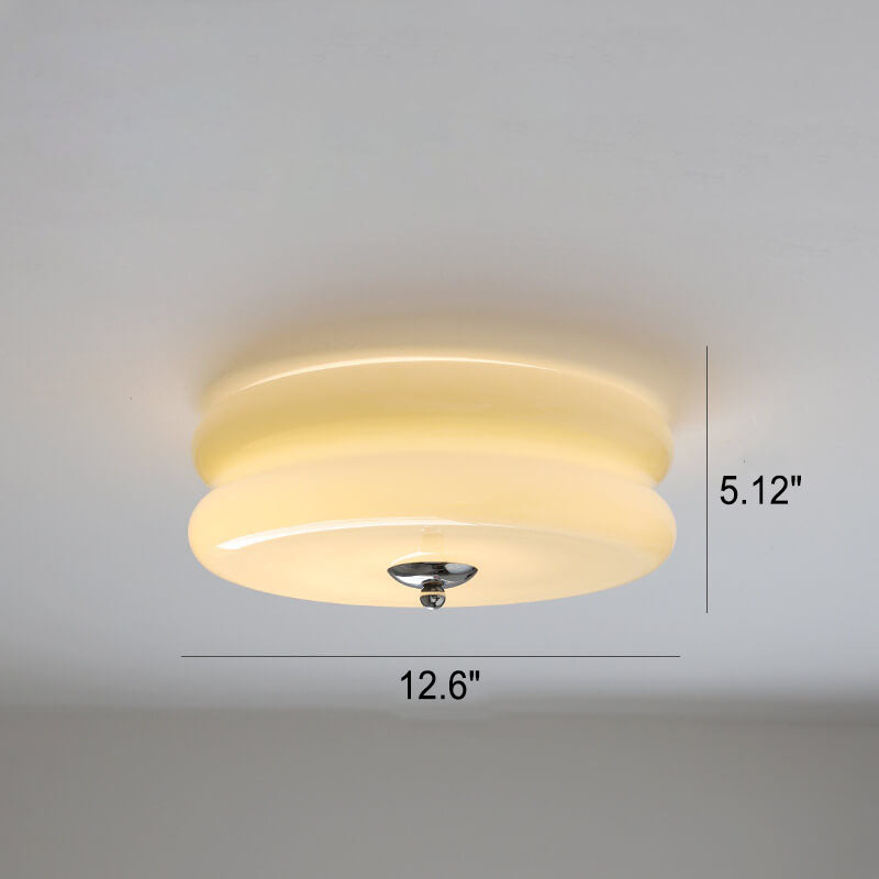 Cream Glass LED Flush Mount Ceiling Light – Modern French Design for Hallways and Living Rooms 4