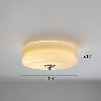 Cream Glass LED Flush Mount Ceiling Light – Modern French Design for Hallways and Living Rooms 4