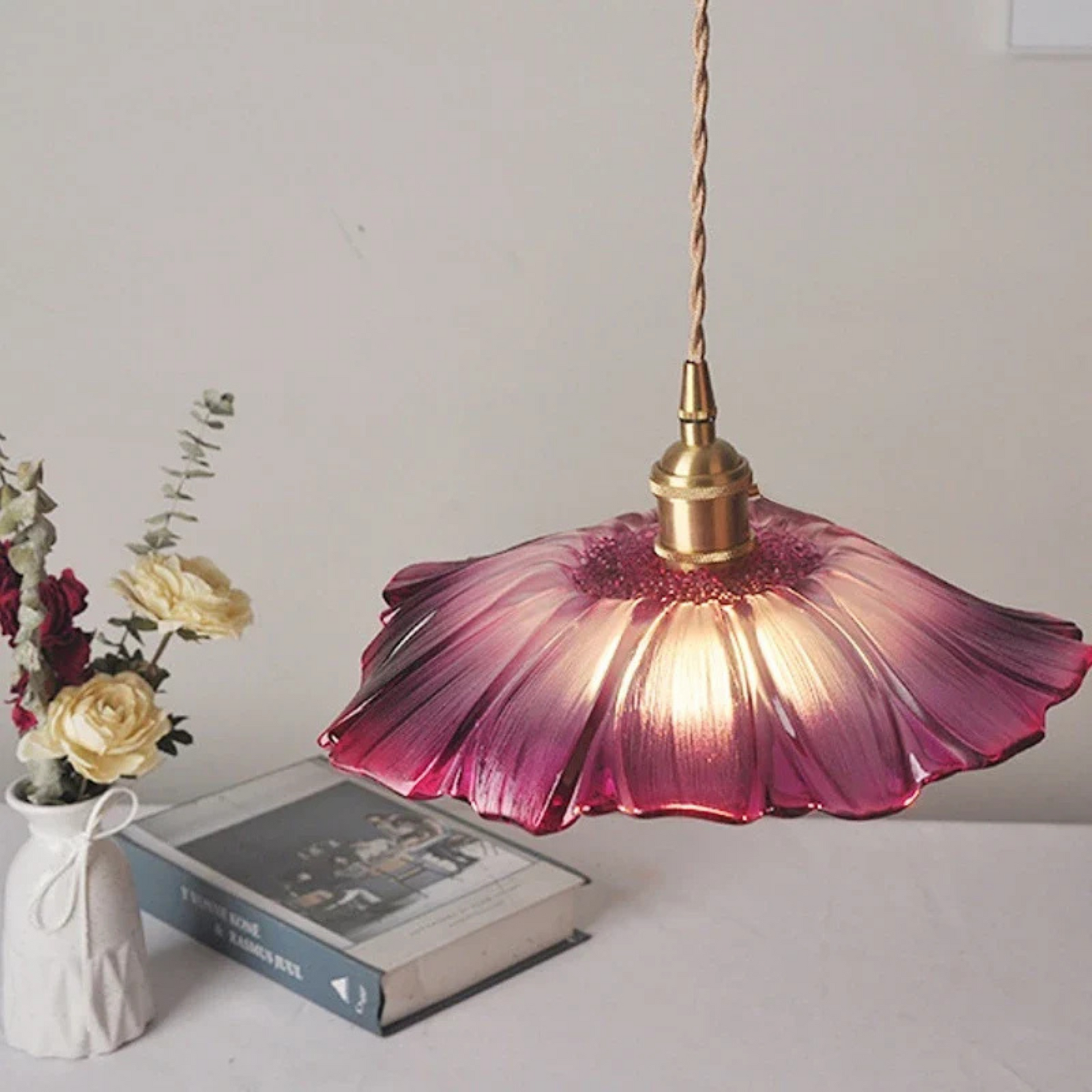 Modern Glass Flower Pendant Light for Kitchen Island – 30 cm Decorative Hanging Light 4