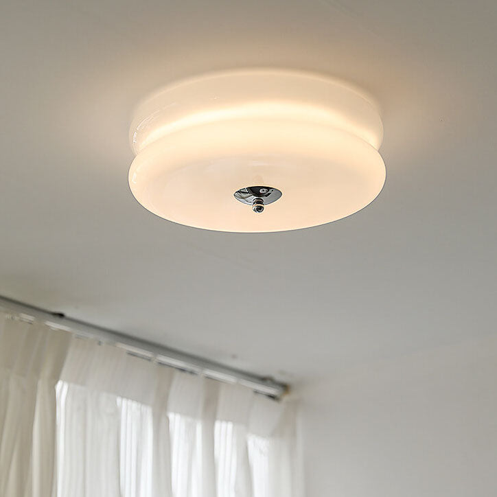 Variant image for Cream Glass LED Flush Mount Ceiling Light – Modern French Design for Hallways and Living Rooms-7