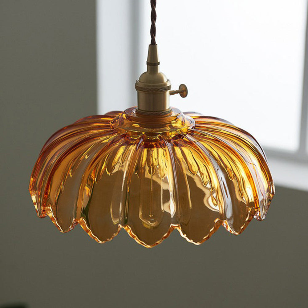 Vintage Floral Glass Pendant Lamp – Adjustable Kitchen Pendant Lighting, 10 in 6