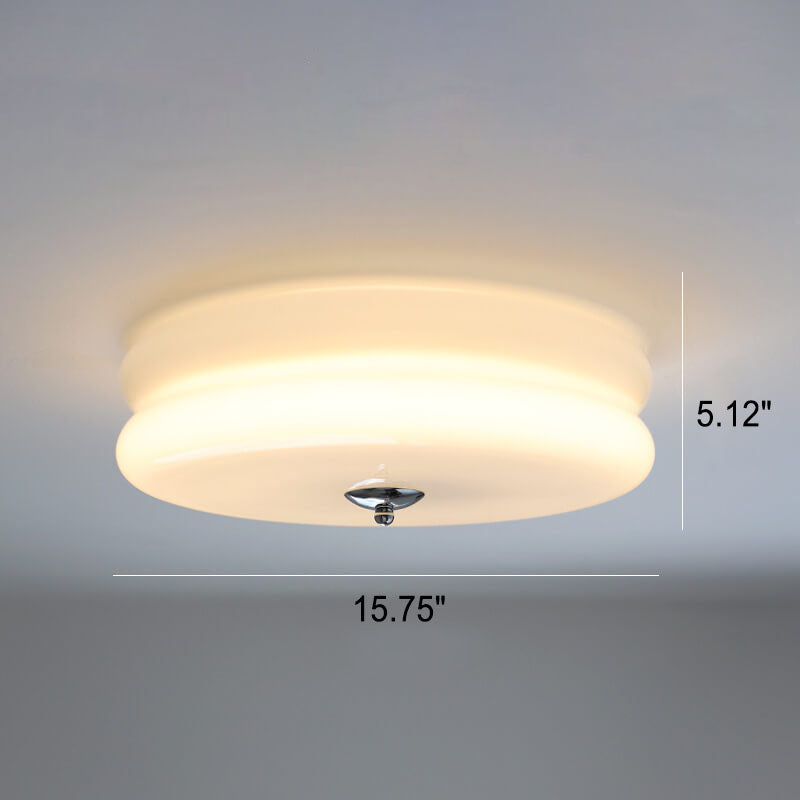 Cream Glass LED Flush Mount Ceiling Light – Modern French Design for Hallways and Living Rooms 5