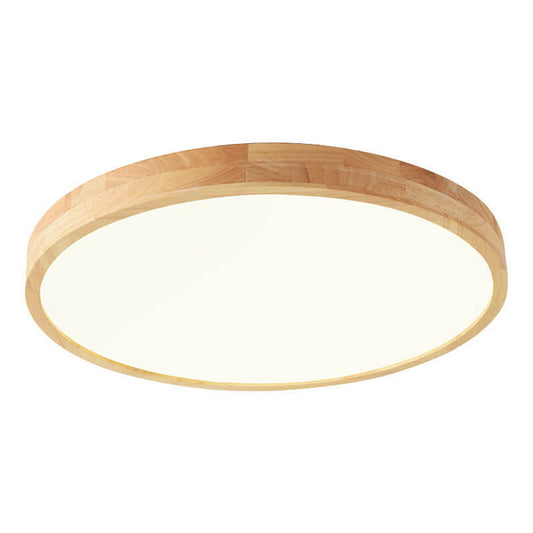 Nordic LED Flush Mount Ceiling Light with Adjustable Color Temperatures – Beige Wood Design 2