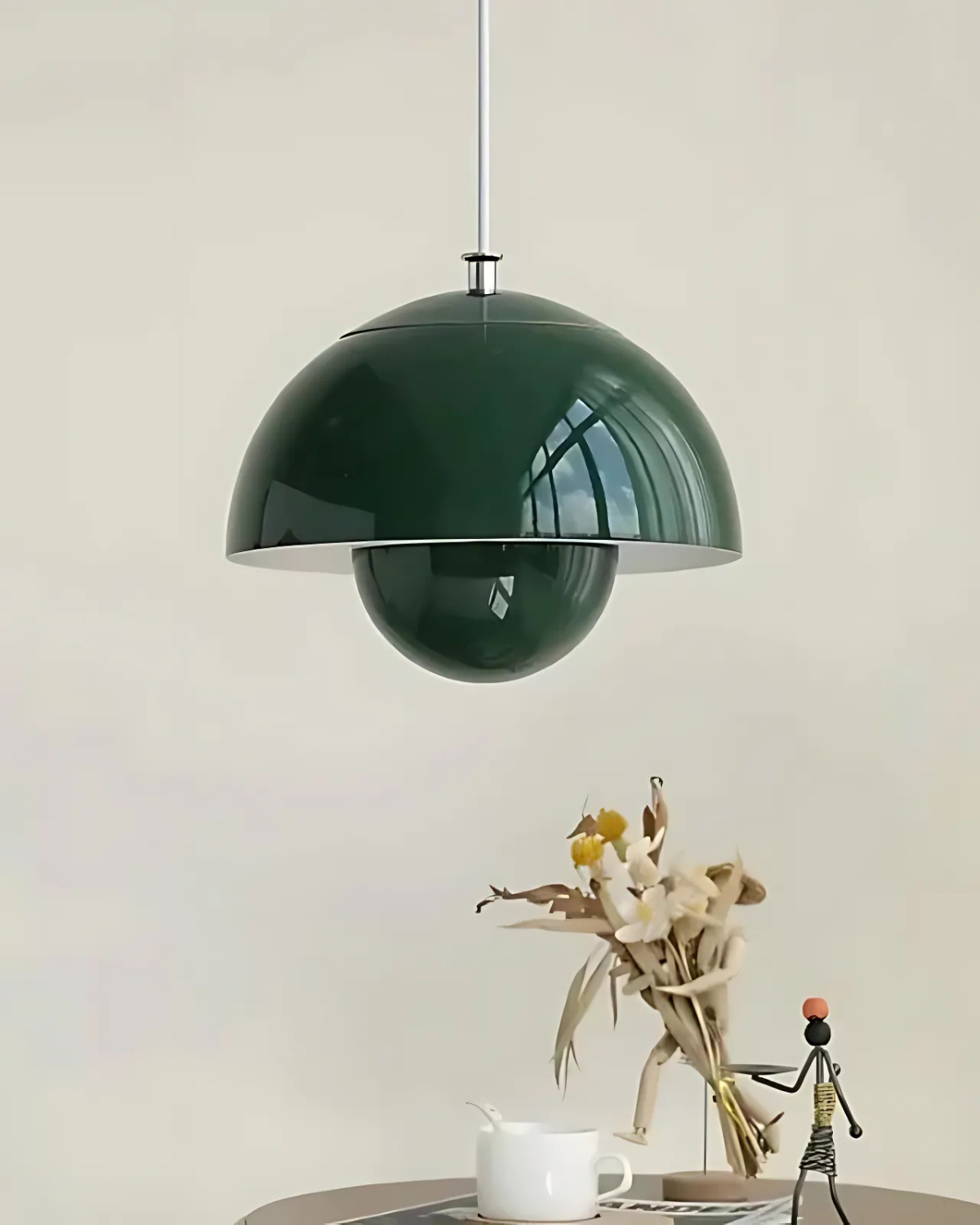 Minimalist Pendant Light for Kitchen Island – 24cm White Steel & Aluminum 3