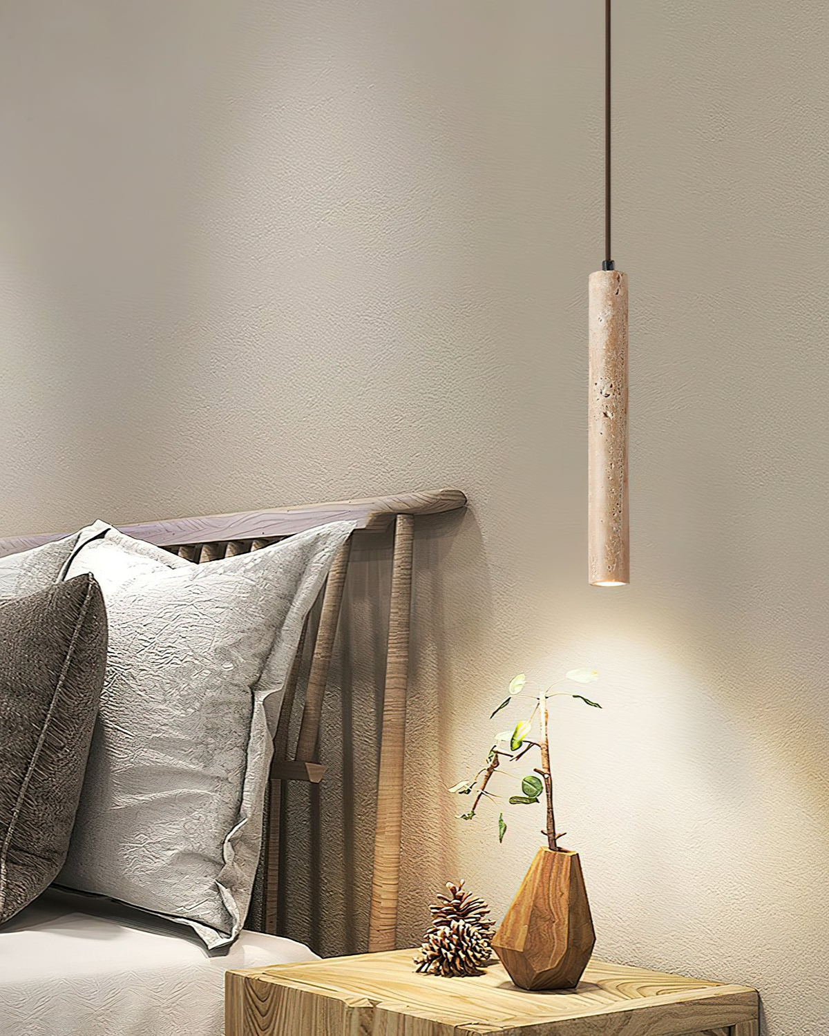 Minimalist Travertine Pendant Lamp – Japandi Pendant Lighting for Elegant Spaces 5