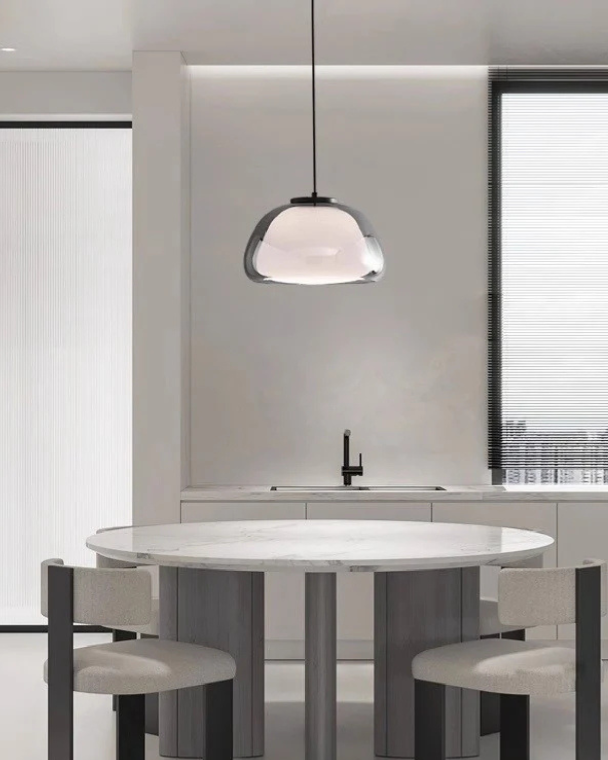 Elegant Glass Pendant Light – Adjustable Color Temperatures, 14cm Dome Design for Kitchen and Dining 4