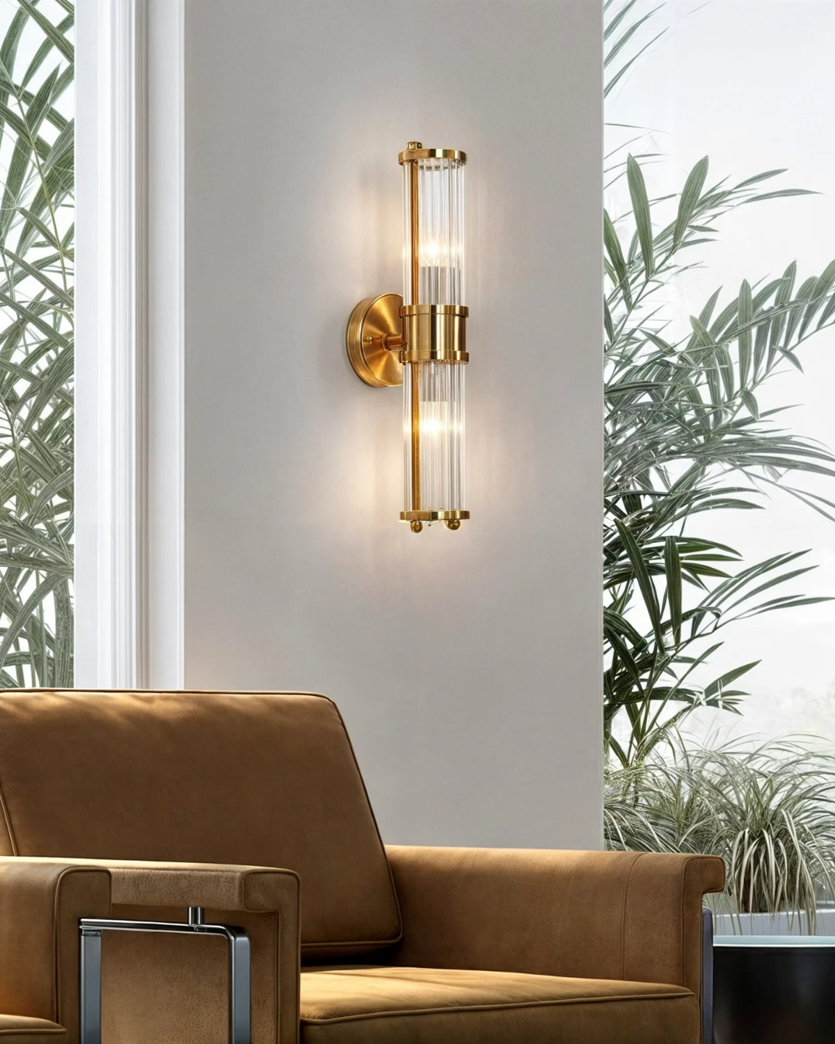 Elegant Crystal Wall Sconce Lighting - 50cm Height, Warm Glow, Space-Saving Design 4