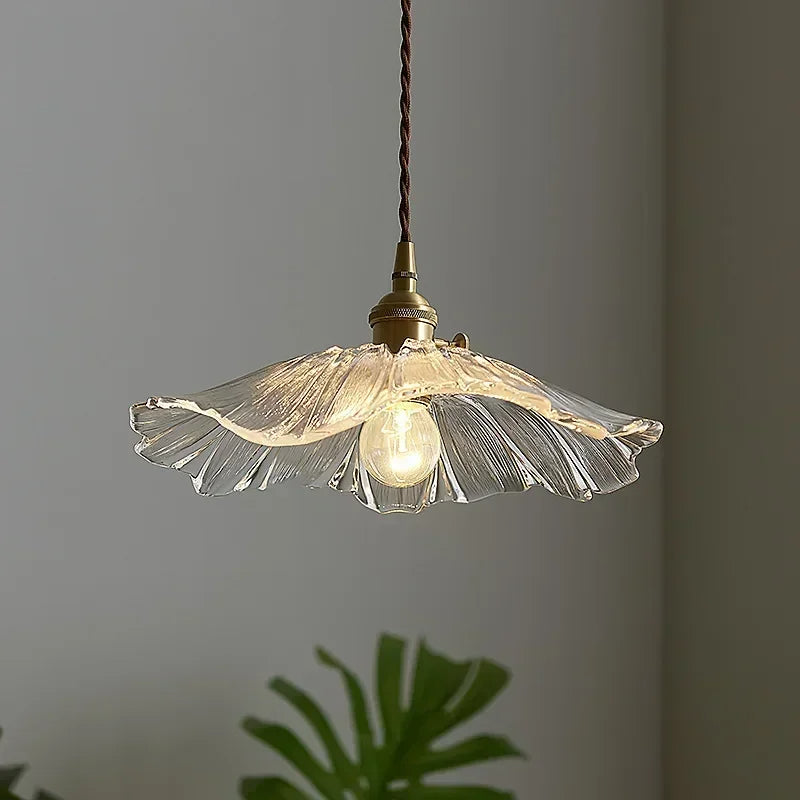 Modern Glass Flower Pendant Light for Kitchen Island – 30 cm Decorative Hanging Light