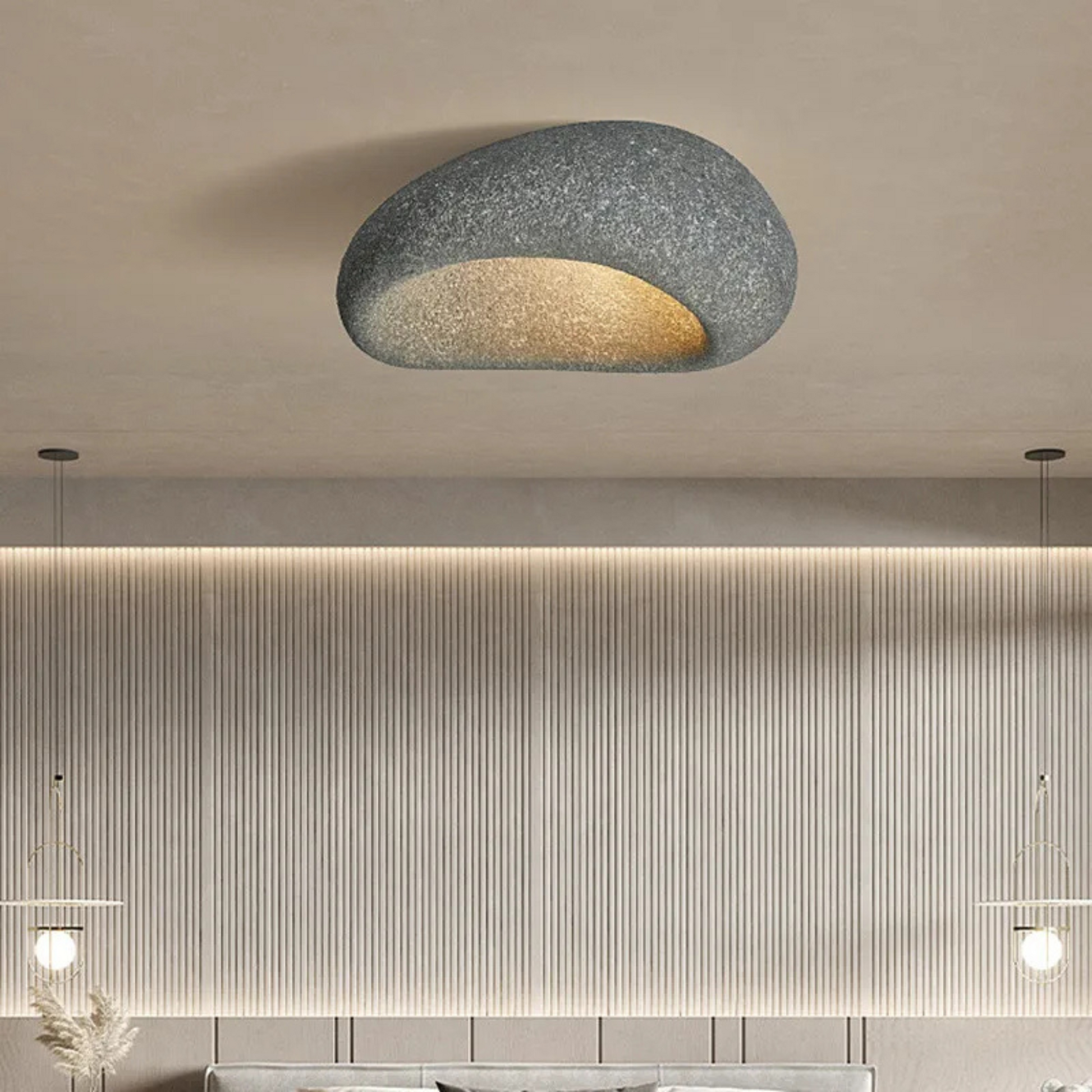 Wabi-Sabi Flush Mount Ceiling Light Fixture – Warm LED Glow in Two Sizes 3
