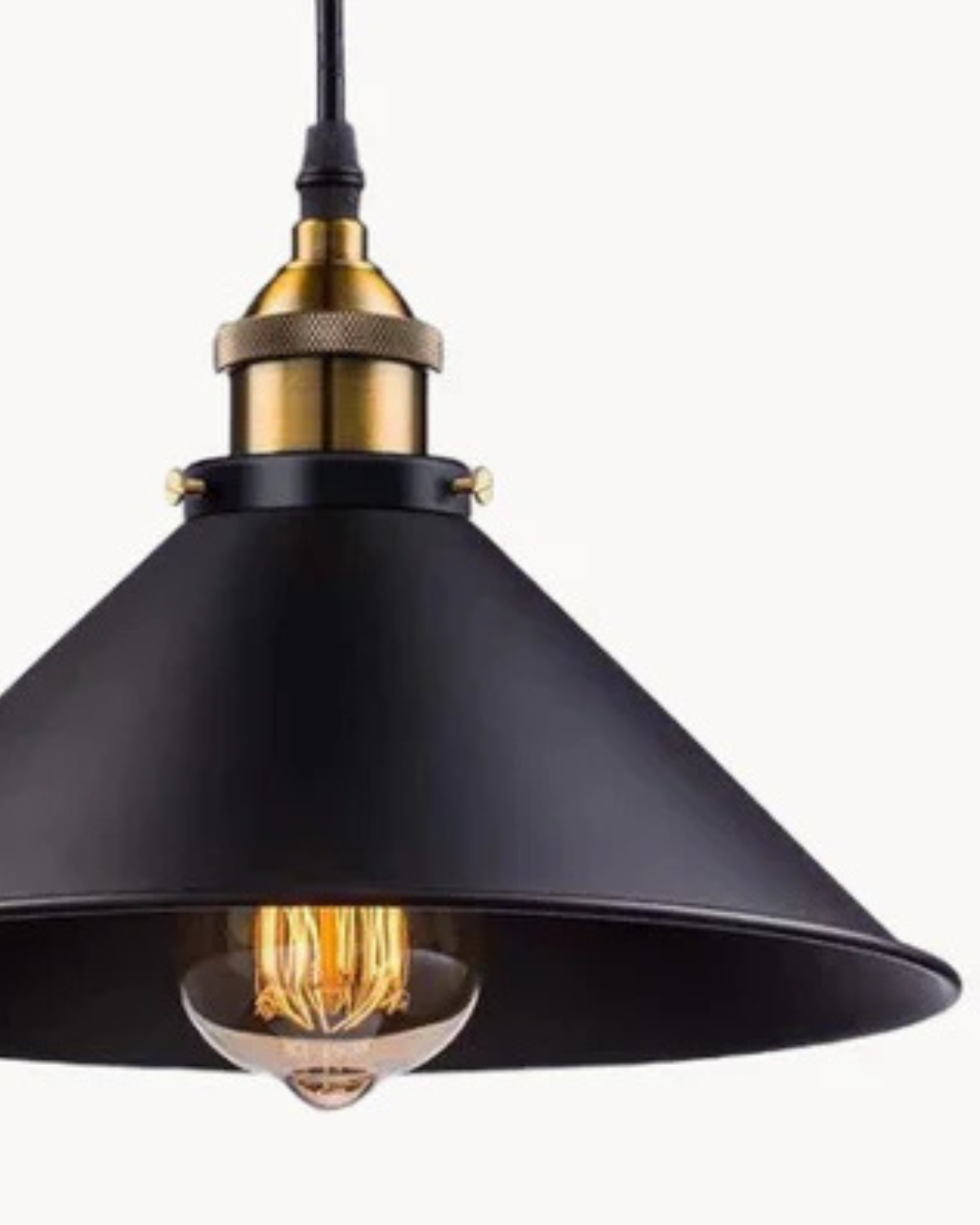 Black Pendant Lamp – Industrial Modern Hanging Light with Adjustable Height and Gold Interior 5
