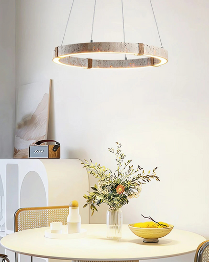 Modern Pendant Lighting for Kitchen Island – Adjustable HaloGlow Lamp in Iron and Travertine 5
