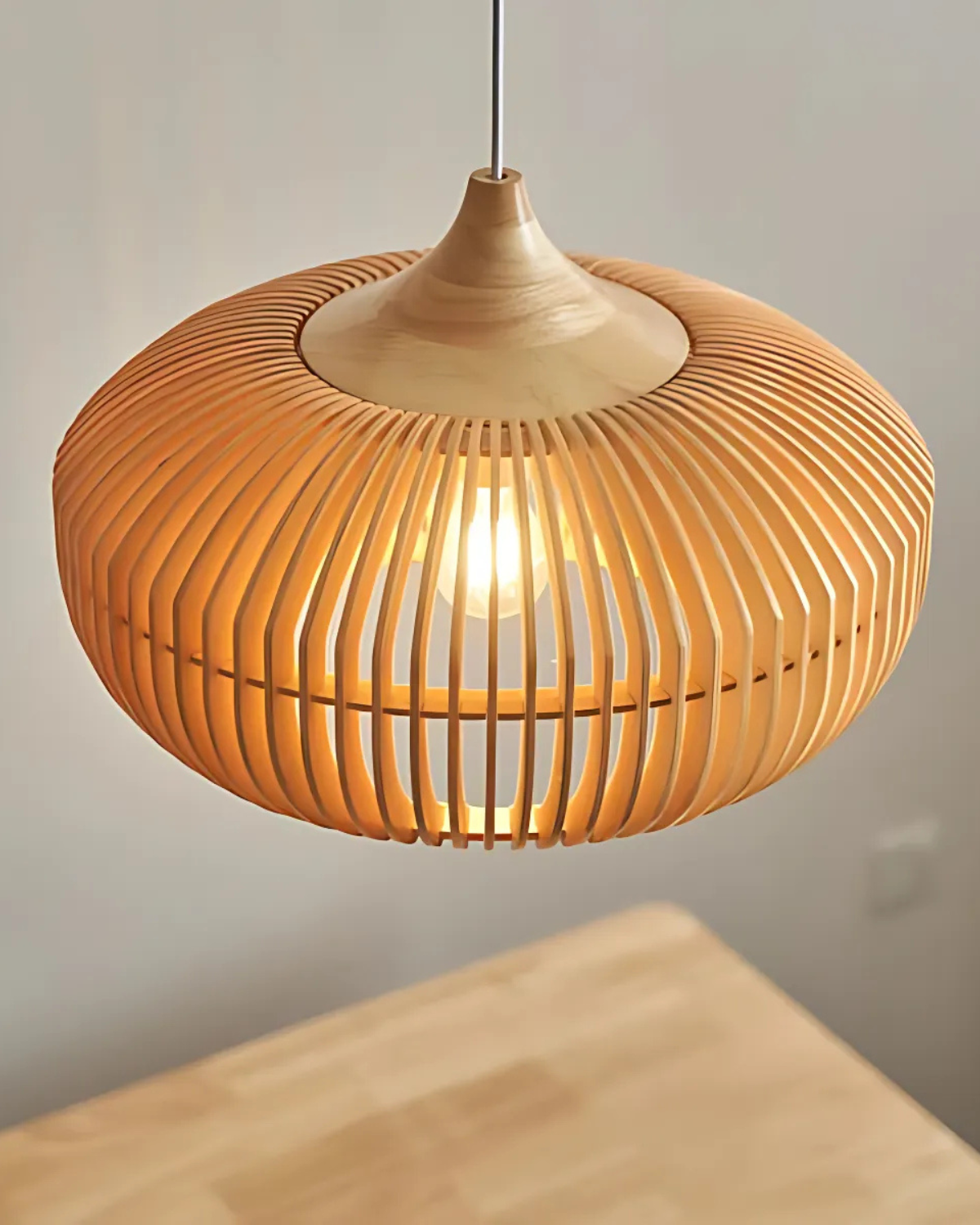 Brass Pendant Light with Adjustable Height – Solid Wood Kitchen Pendant Lighting 6