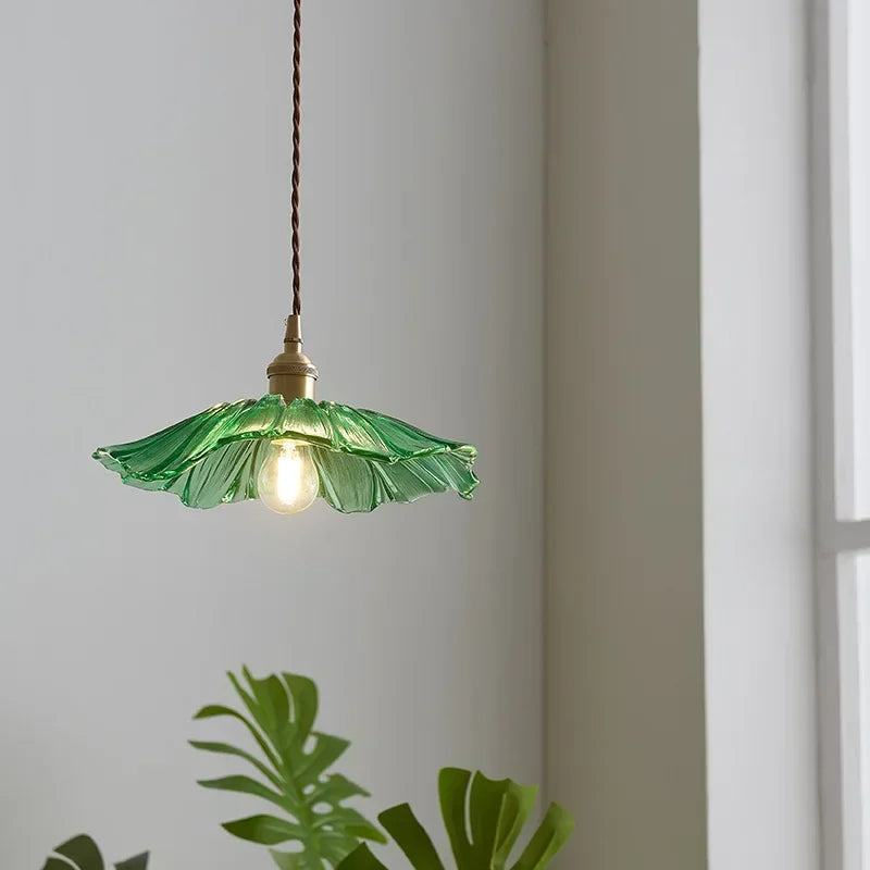 Modern Glass Flower Pendant Light for Kitchen Island – 30 cm Decorative Hanging Light