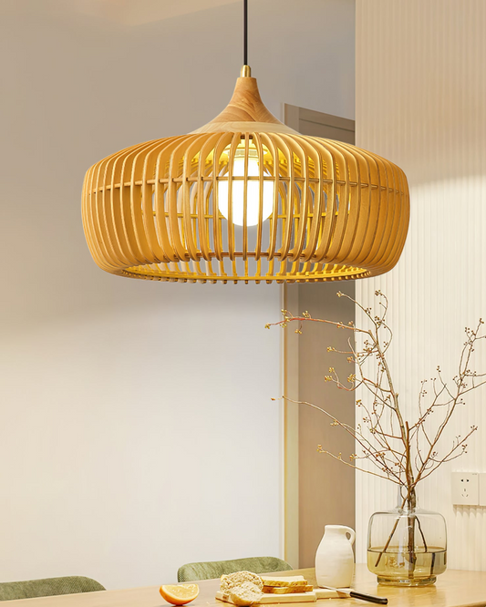 Brass Pendant Light with Adjustable Height – Solid Wood Kitchen Pendant Lighting 2