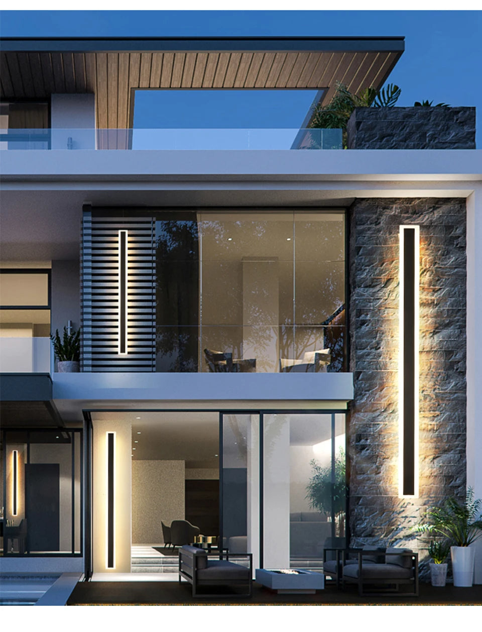 Modern Black Outdoor Wall Light – Waterproof LED Fixture for Garden and Balcony