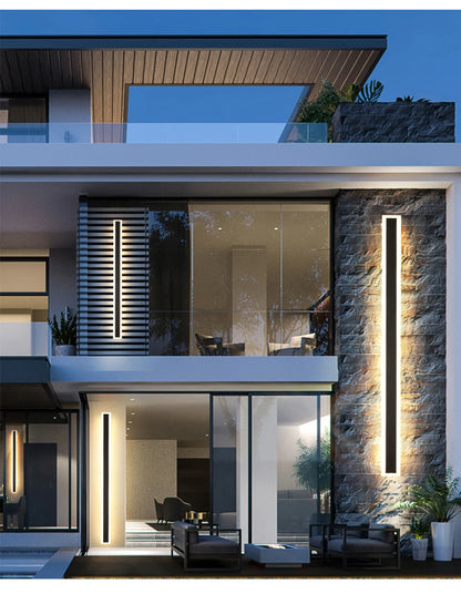 Modern Black Outdoor Wall Light – Waterproof LED Fixture for Garden and Balcony
