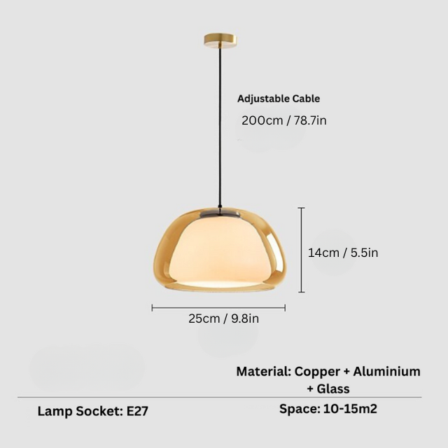 Ambaro | Glass Pendant Light – Adjustable Dome for Kitchen or Living Room Illumination 0