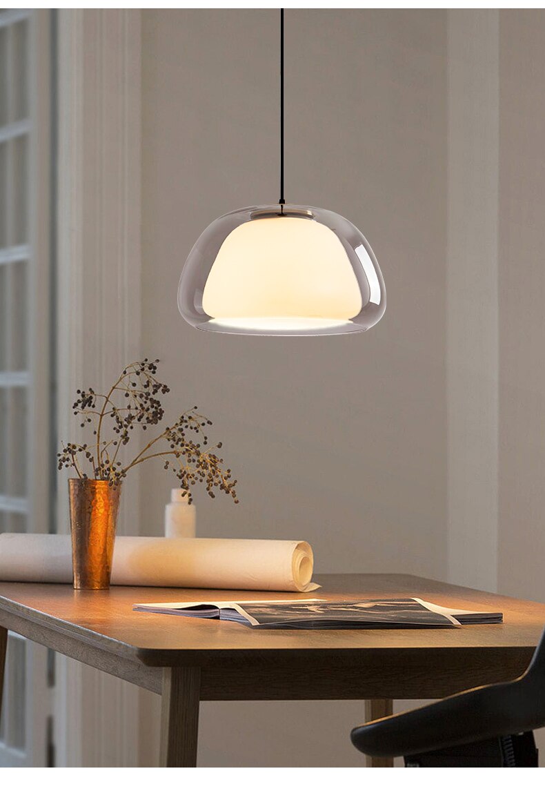 Ambaro | Glass Pendant Light – Adjustable Dome for Kitchen or Living Room Illumination 7