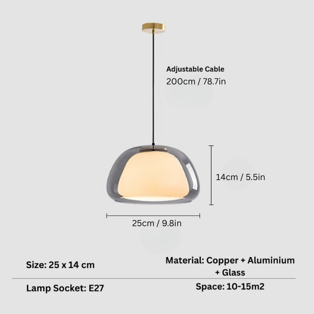 Ambaro | Glass Pendant Light – Adjustable Dome for Kitchen or Living Room Illumination 9