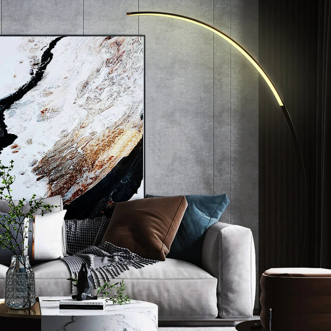 Modern RGB Arc Floor Lamp with Adjustable Brightness and Remote Control - 67 Inches 5
