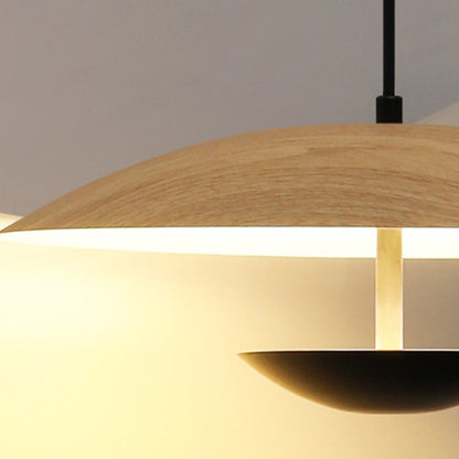 Carins | Pendant Light – Frisbee Design with Wood and Metal Accents for Kitchen Lighting 4