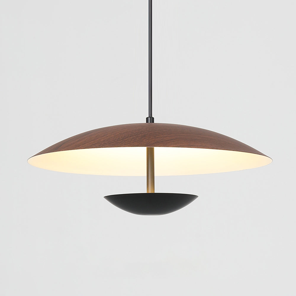 Carins | Pendant Light – Frisbee Design with Wood and Metal Accents for Kitchen Lighting 5
