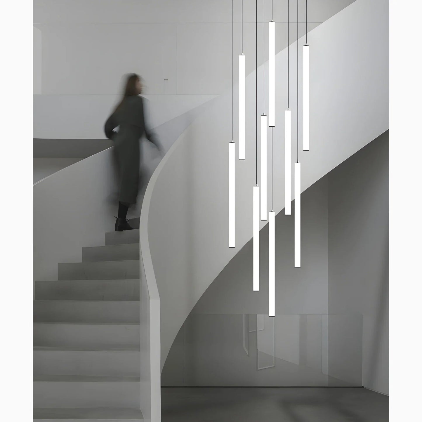 Elegant Art Deco Spiral Pendant Light – Adjustable Height for Staircases and Entryways 3