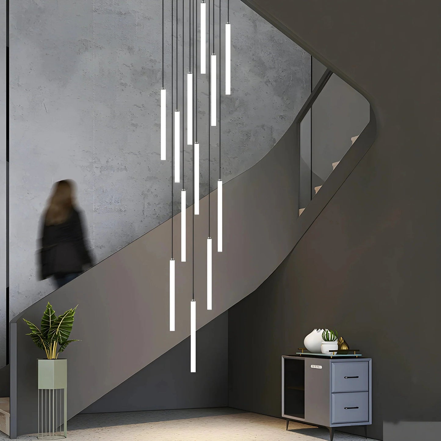 Elegant Art Deco Spiral Pendant Light – Adjustable Height for Staircases and Entryways 4
