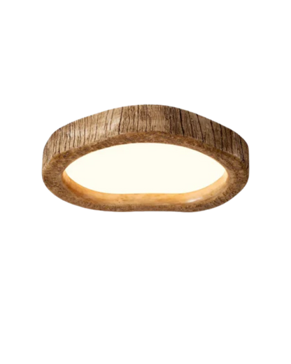 Halora | Flush Mount Ceiling Light – Rustic Wood LED Fixture 0