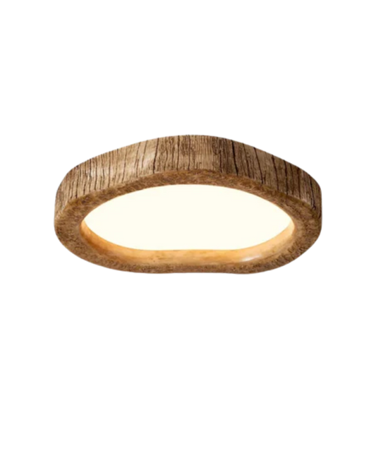 Halora | Flush Mount Ceiling Light – Rustic Wood LED Fixture 0