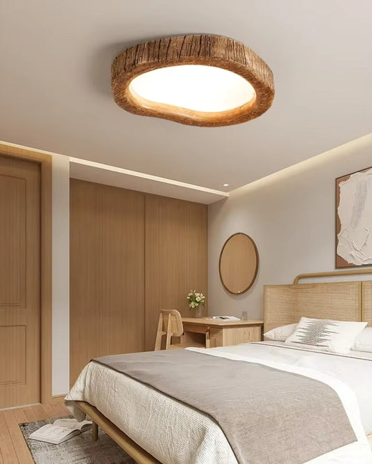 Halora | Flush Mount Ceiling Light – Rustic Wood LED Fixture 1