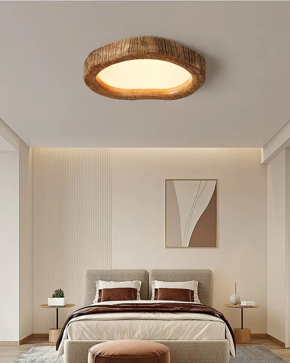 Halora | Flush Mount Ceiling Light – Rustic Wood LED Fixture 2