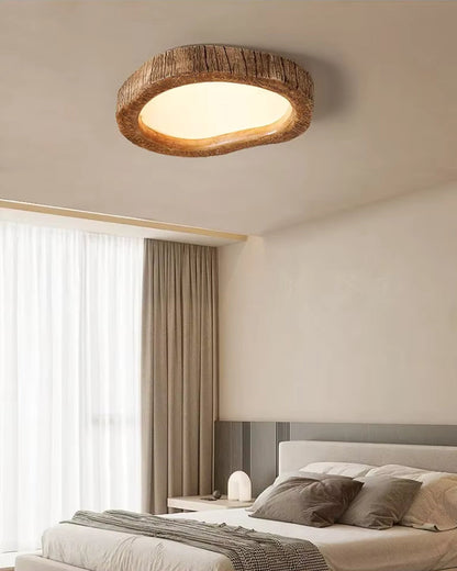 Halora | Flush Mount Ceiling Light – Rustic Wood LED Fixture 3
